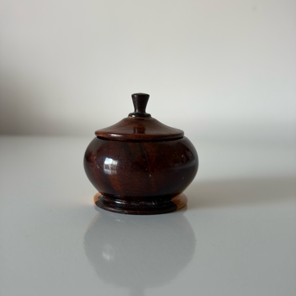 SOLD • Small Hand Turned Wooden Bowl with Lid 1.5” Tall - Picture 4 of 10